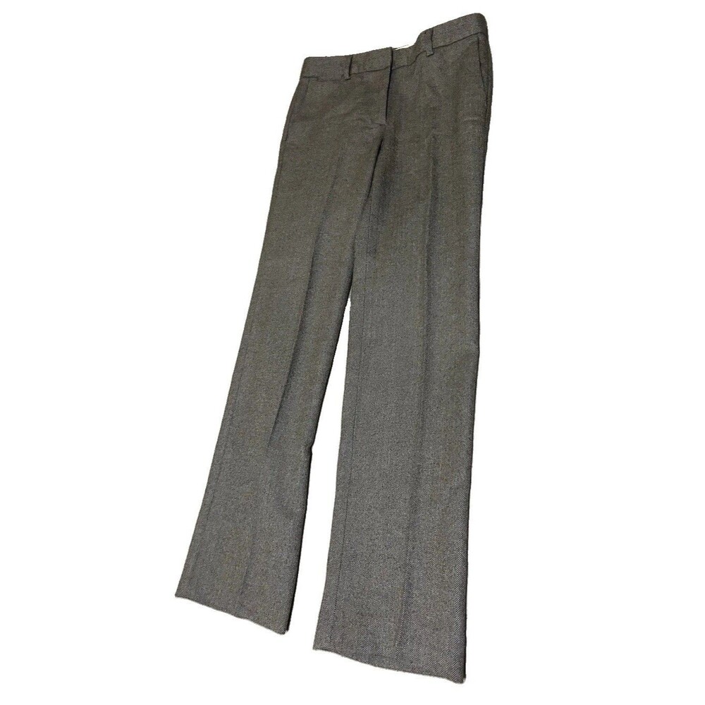J.CREW Gray Wool Favorite Fit Herringbone Trousers Size 4 Straight Leg Lined
